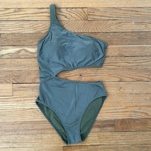Abercrombie & Fitch Olive One-Shoulder One Piece